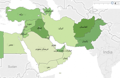 داده‌نما: درصد حضور زنان در پارلمان های خاورمیانه و شمال آفریقا از ۲۰۰۰ تا ۲۰۱۲ میلادی