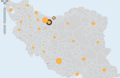 نقشه موارد نقض حقوق بشر در ایران